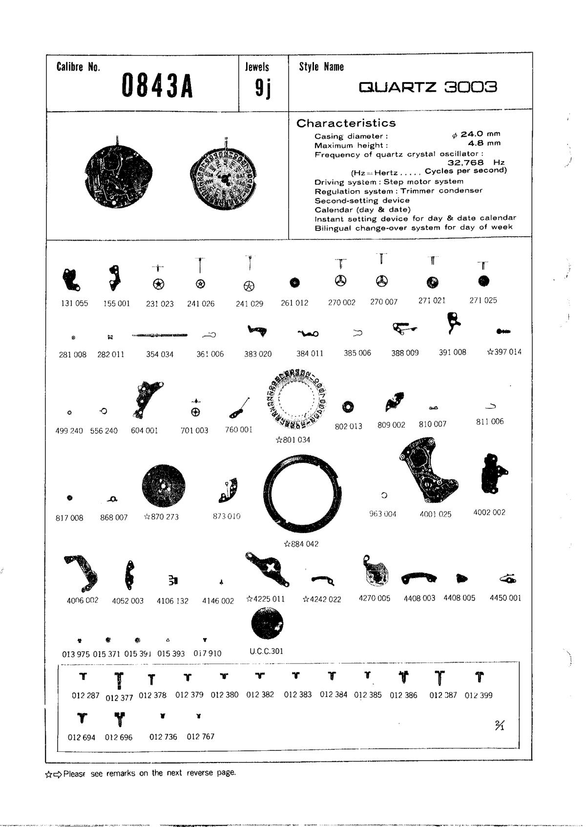 watch movement technical information