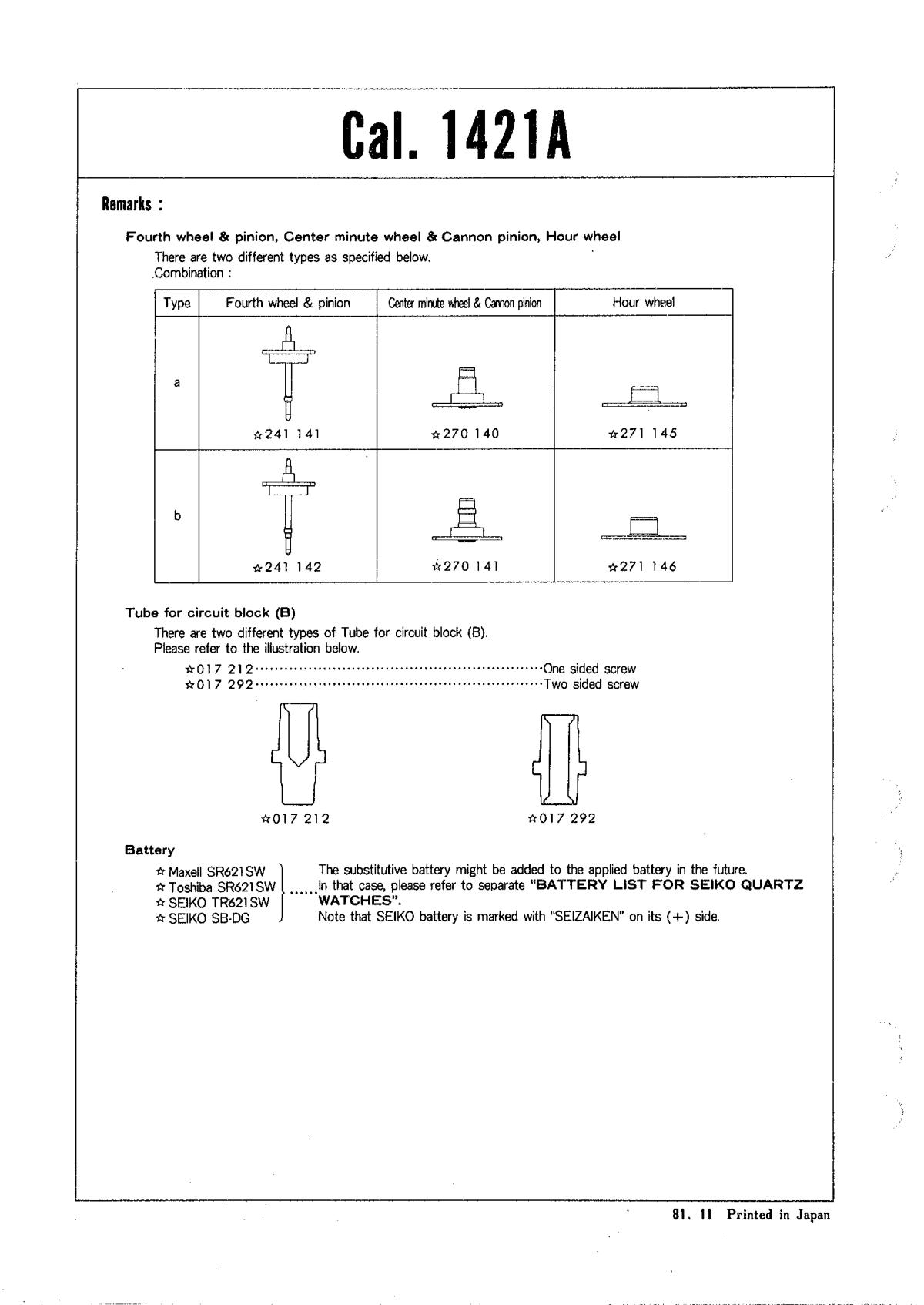 watch movement technical information