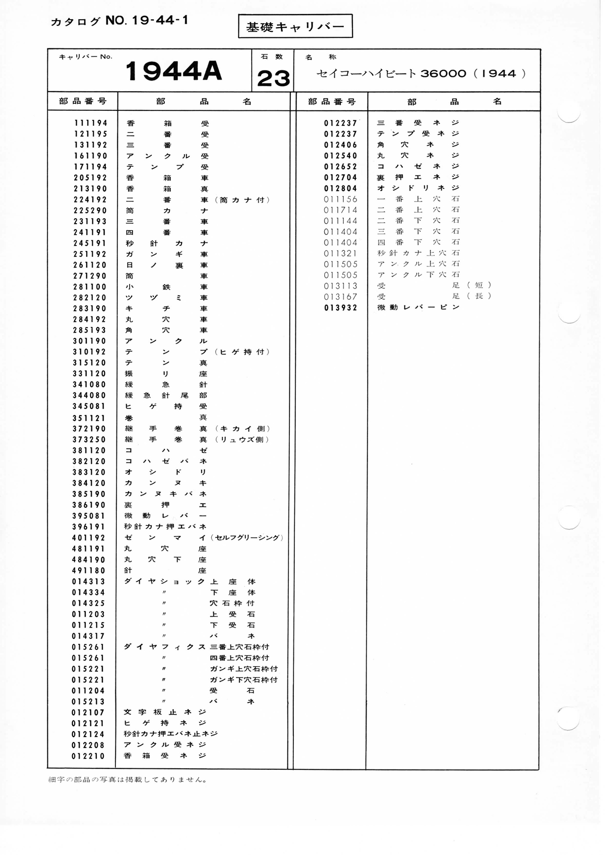 watch movement technical information