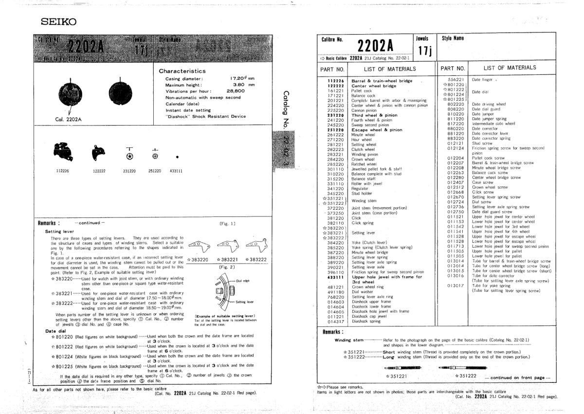 watch movement technical information