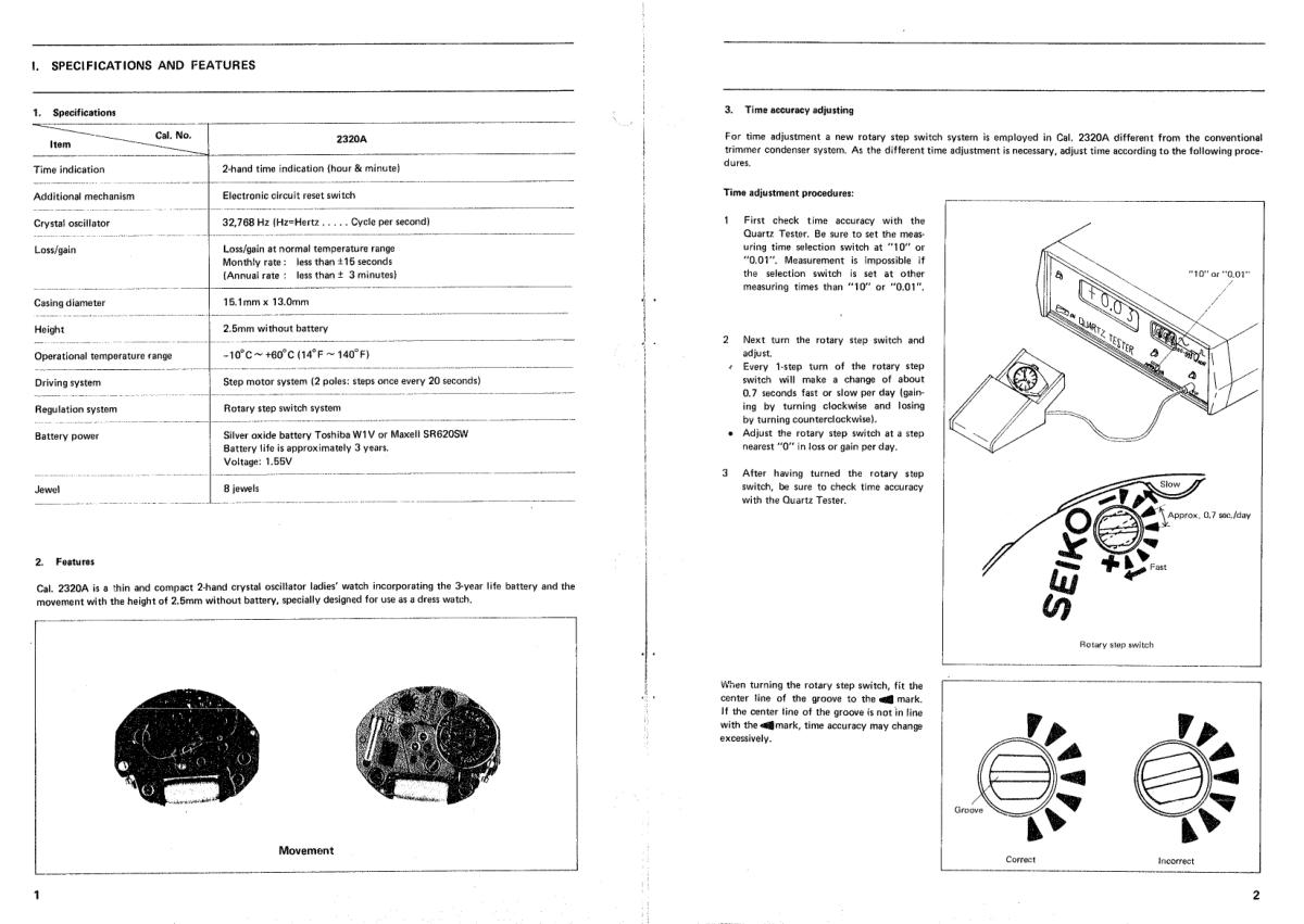 watch movement technical information