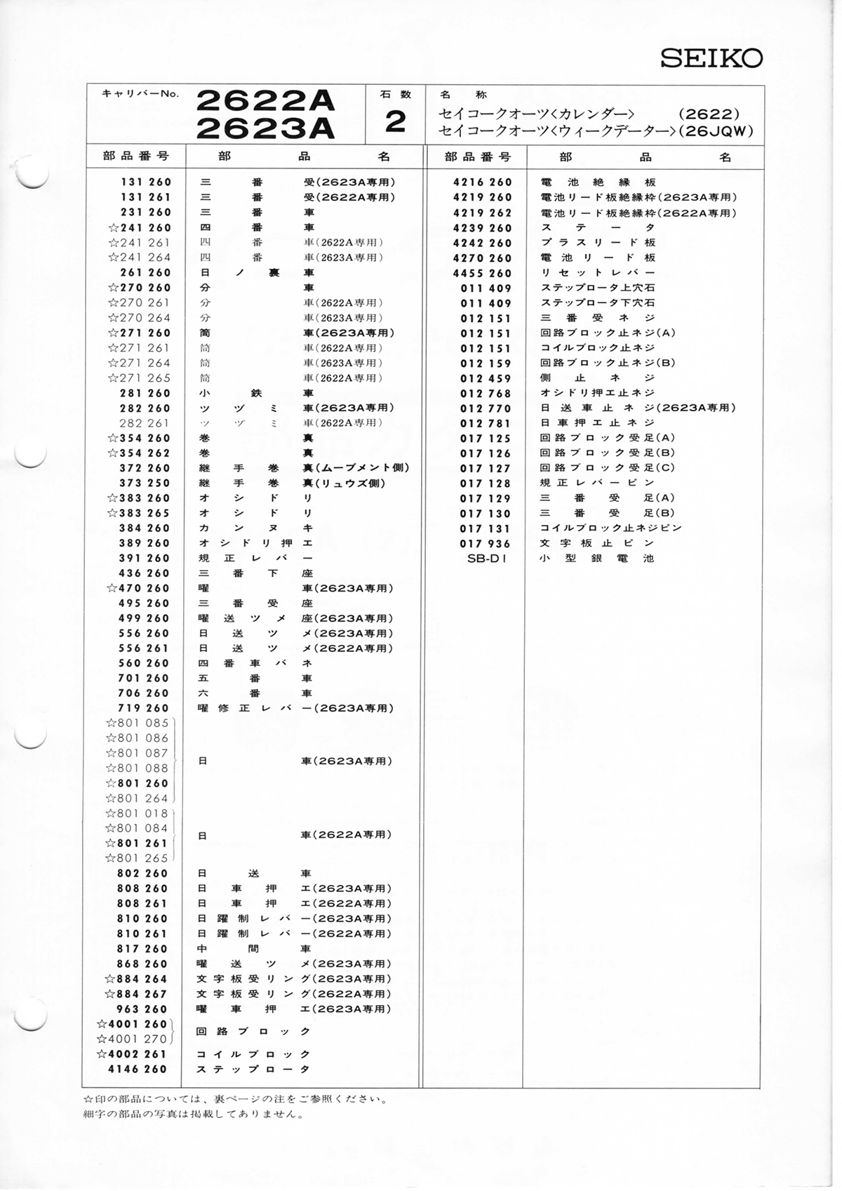 watch movement technical information