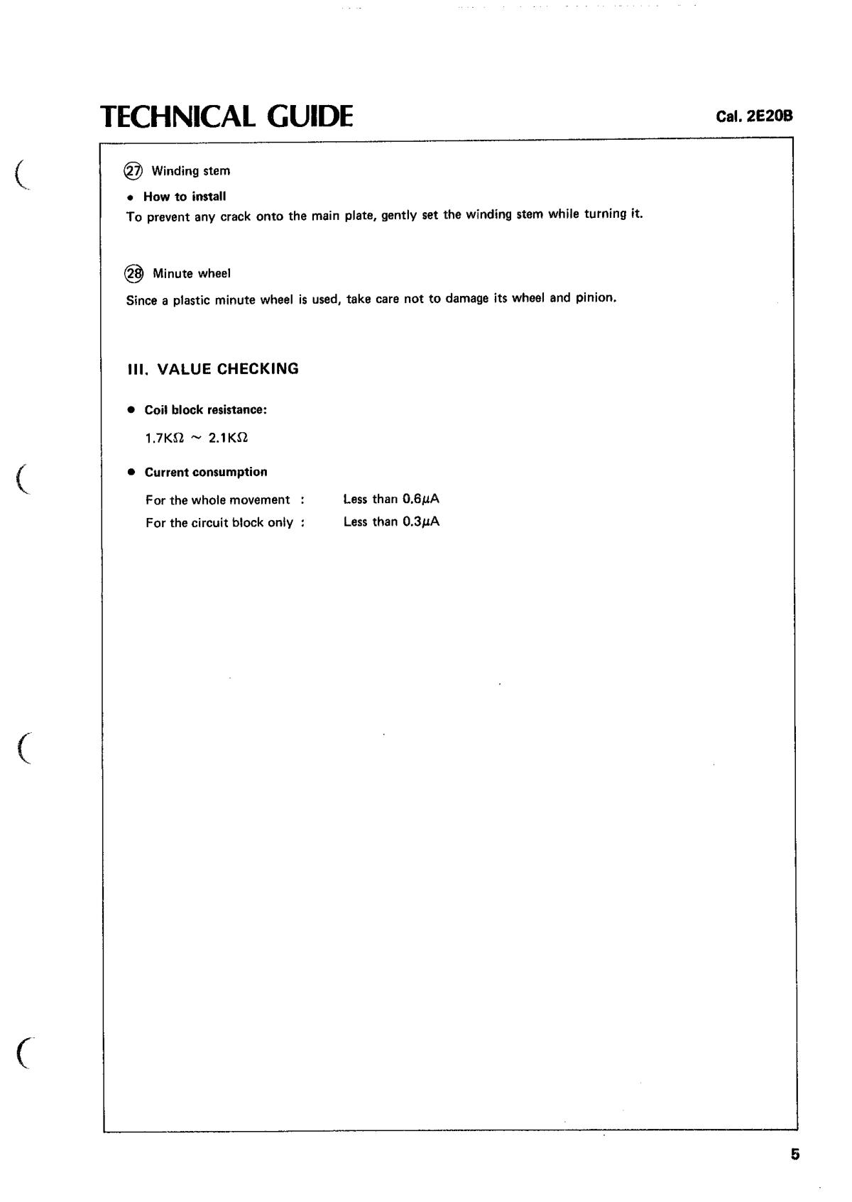 watch movement technical information