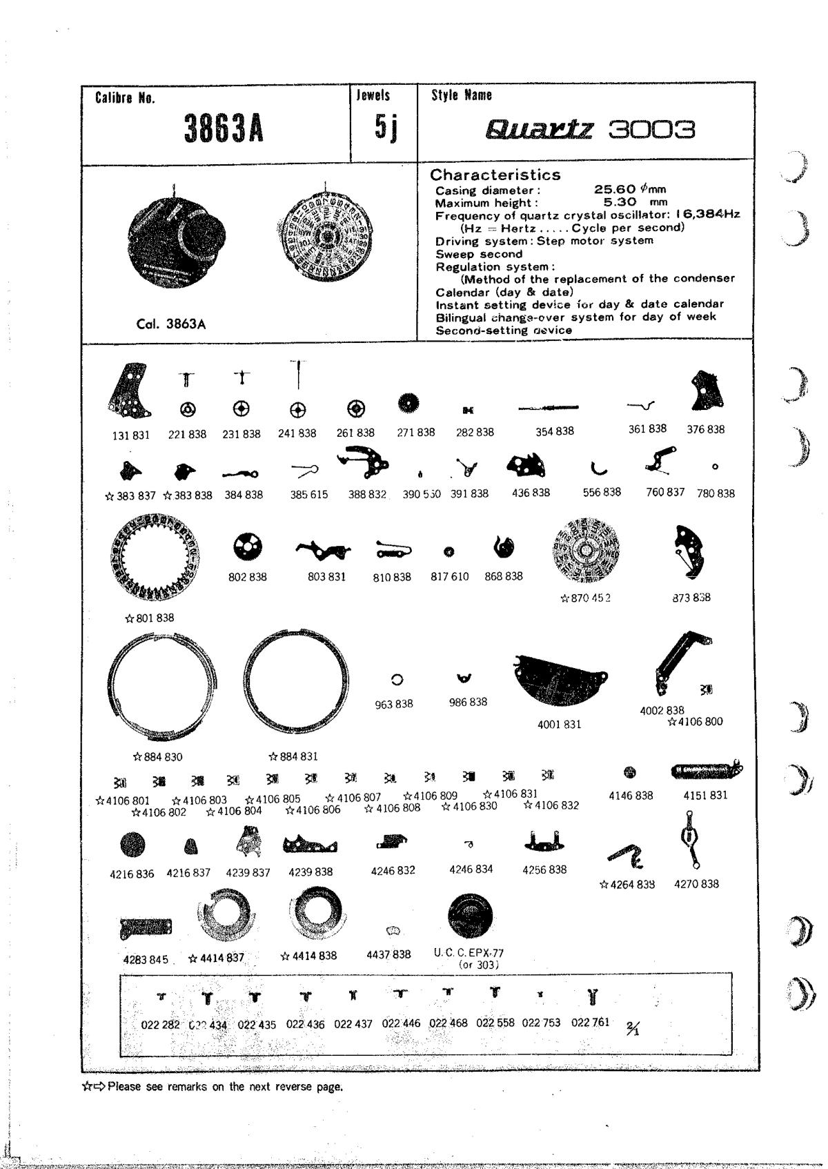 watch movement technical information