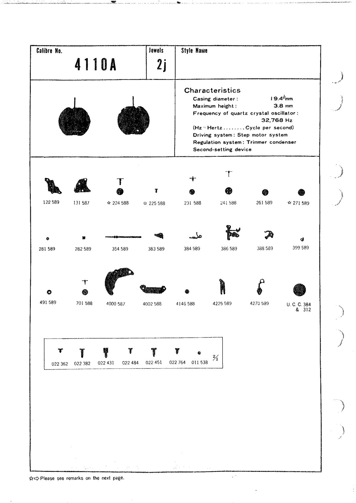 watch movement technical information