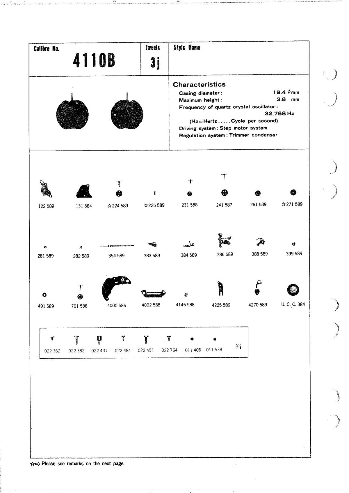 watch movement technical information