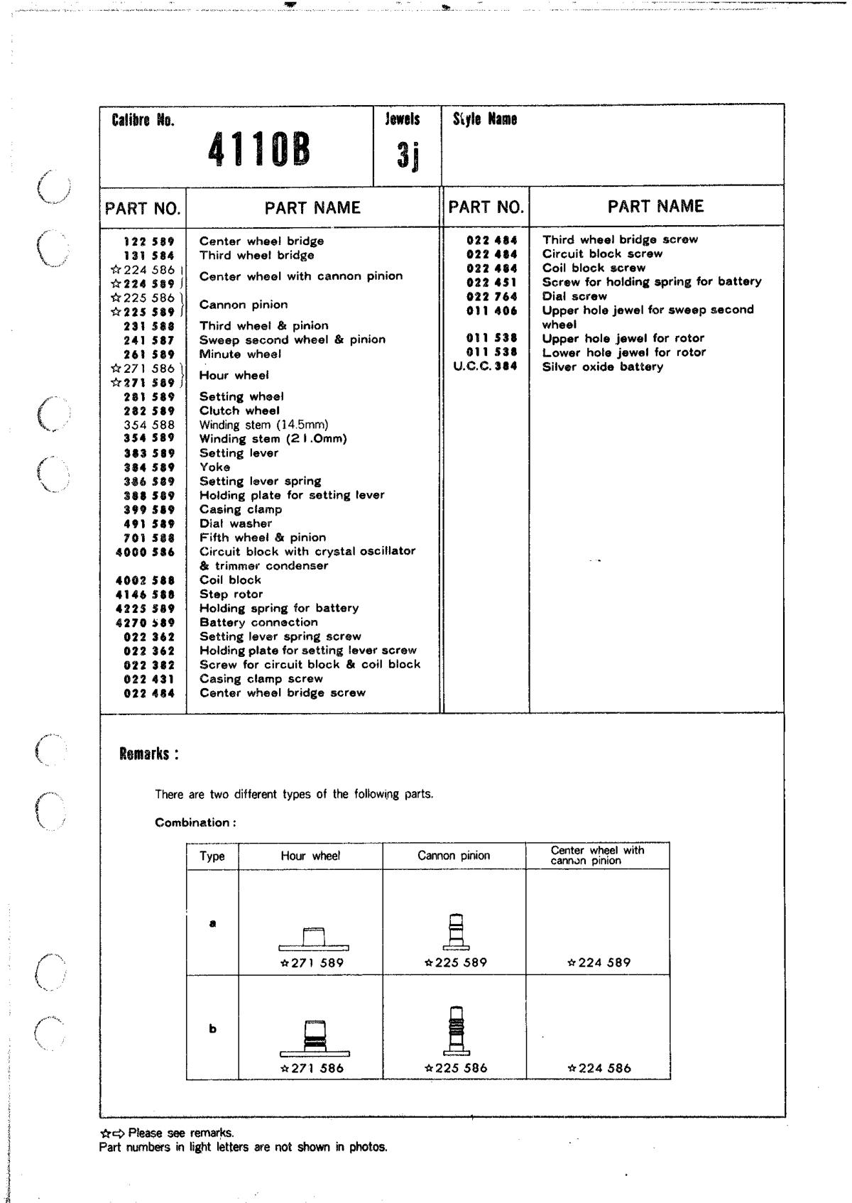 watch movement technical information