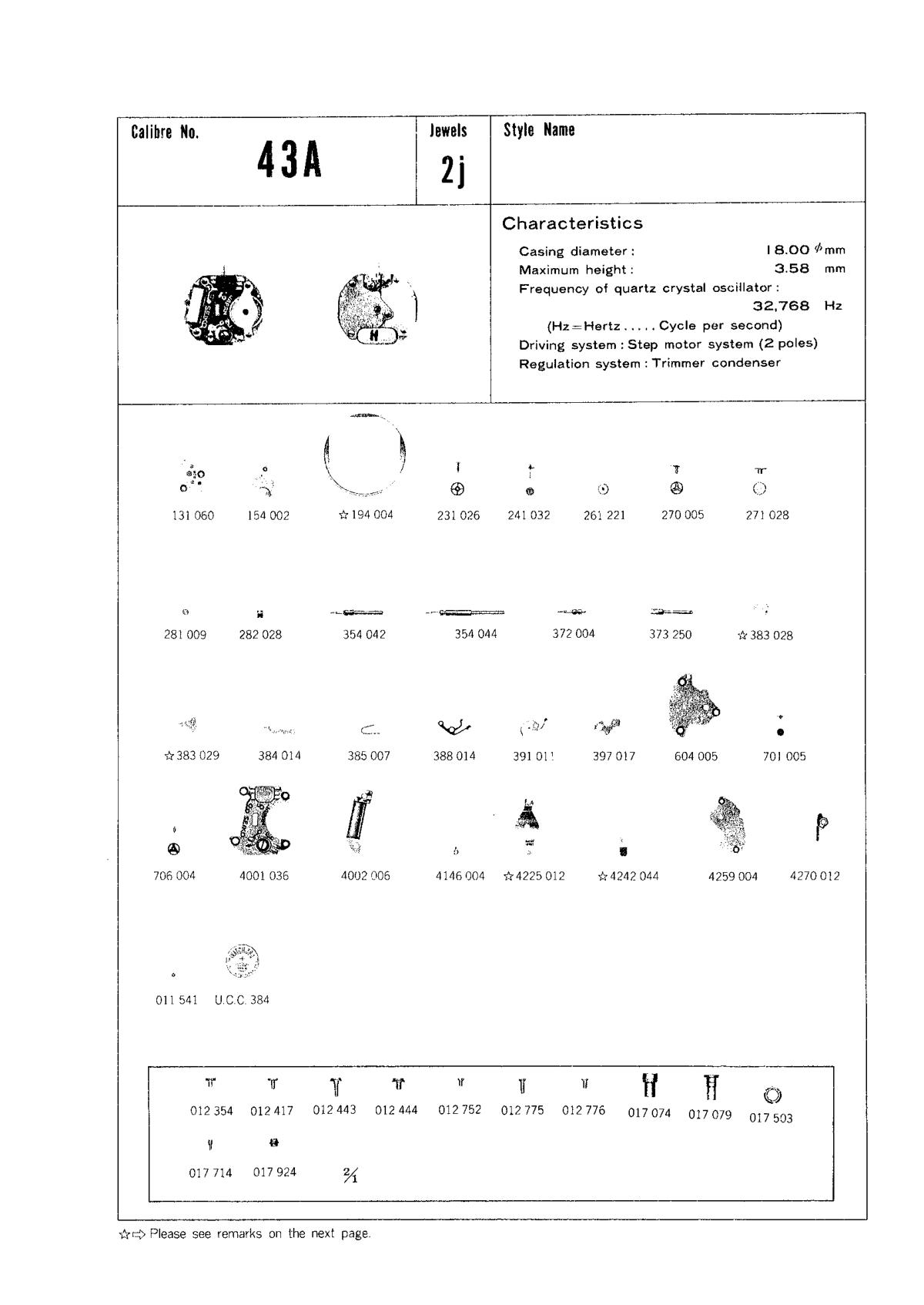 watch movement technical information