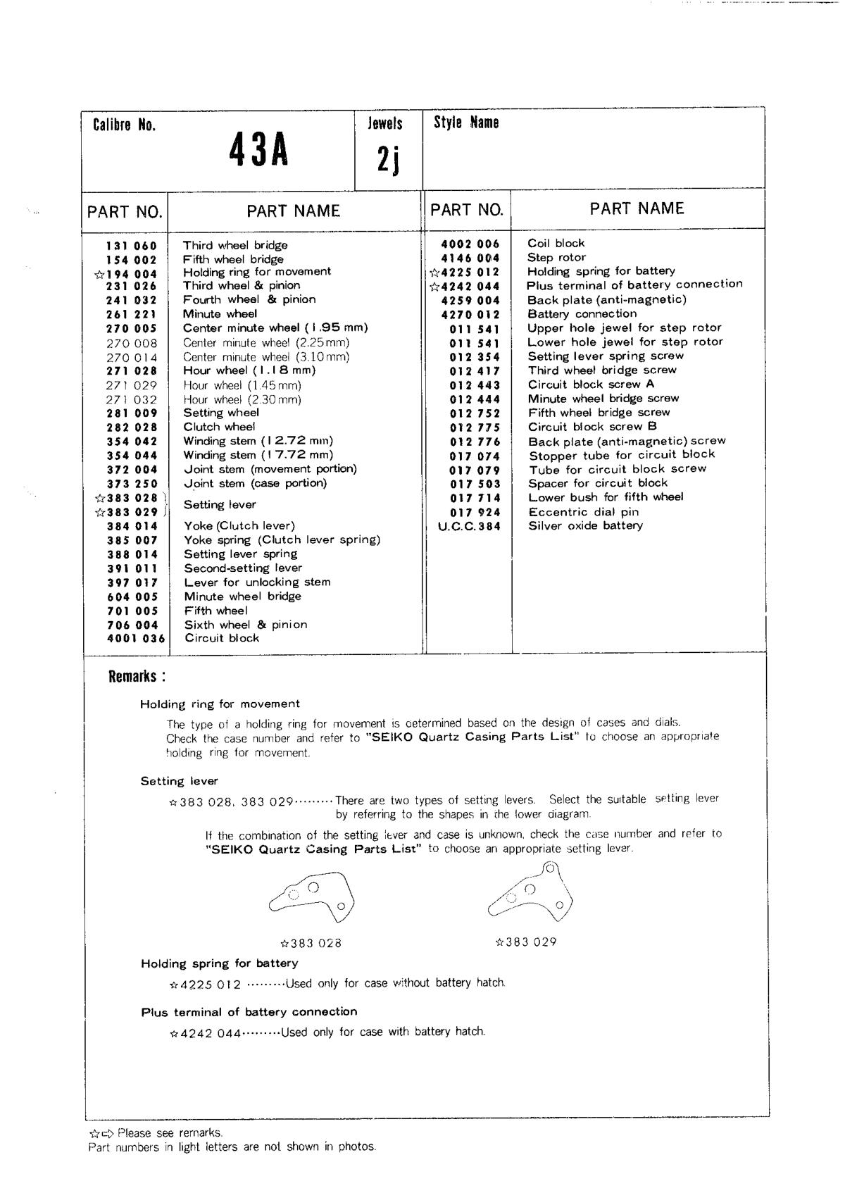 watch movement technical information