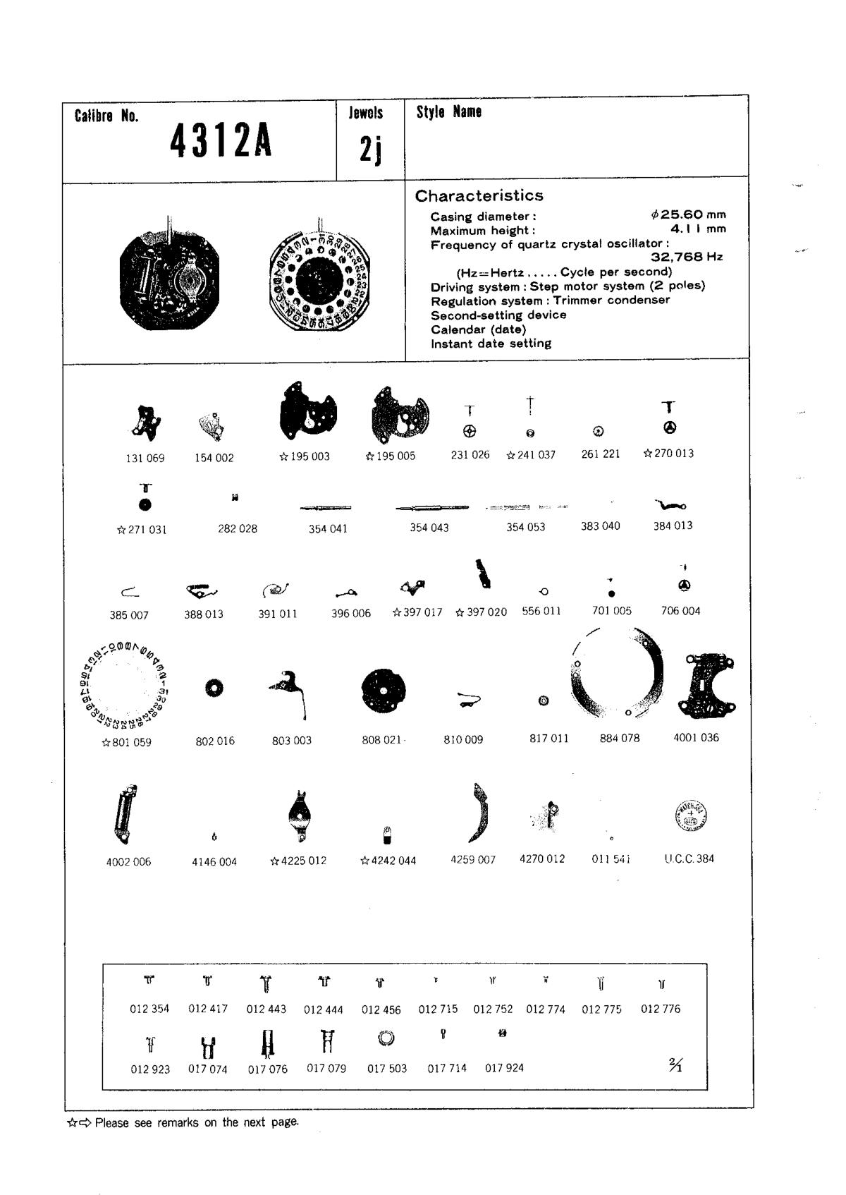 watch movement technical information