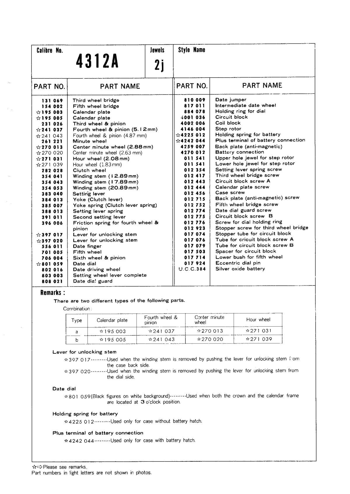 watch movement technical information