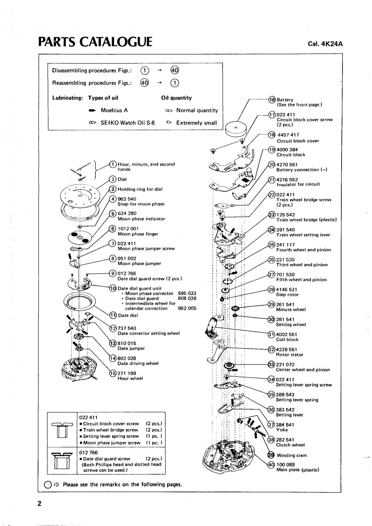 watch movement technical information