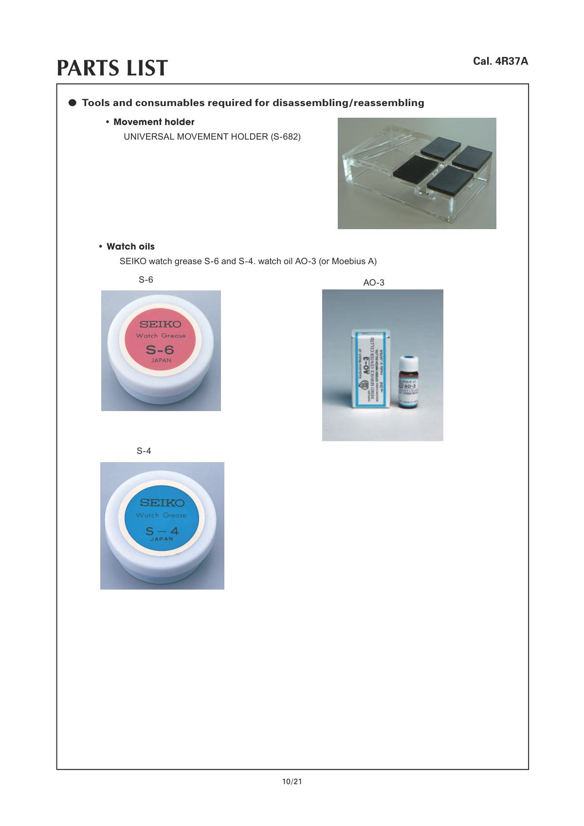 watch movement technical information