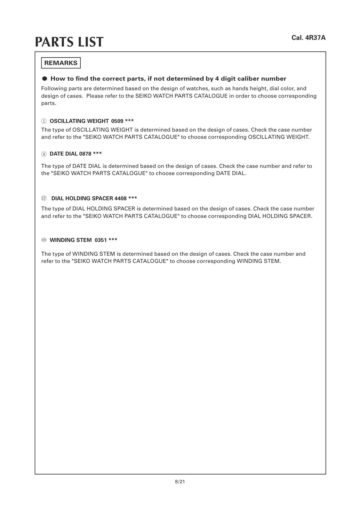 watch movement technical information