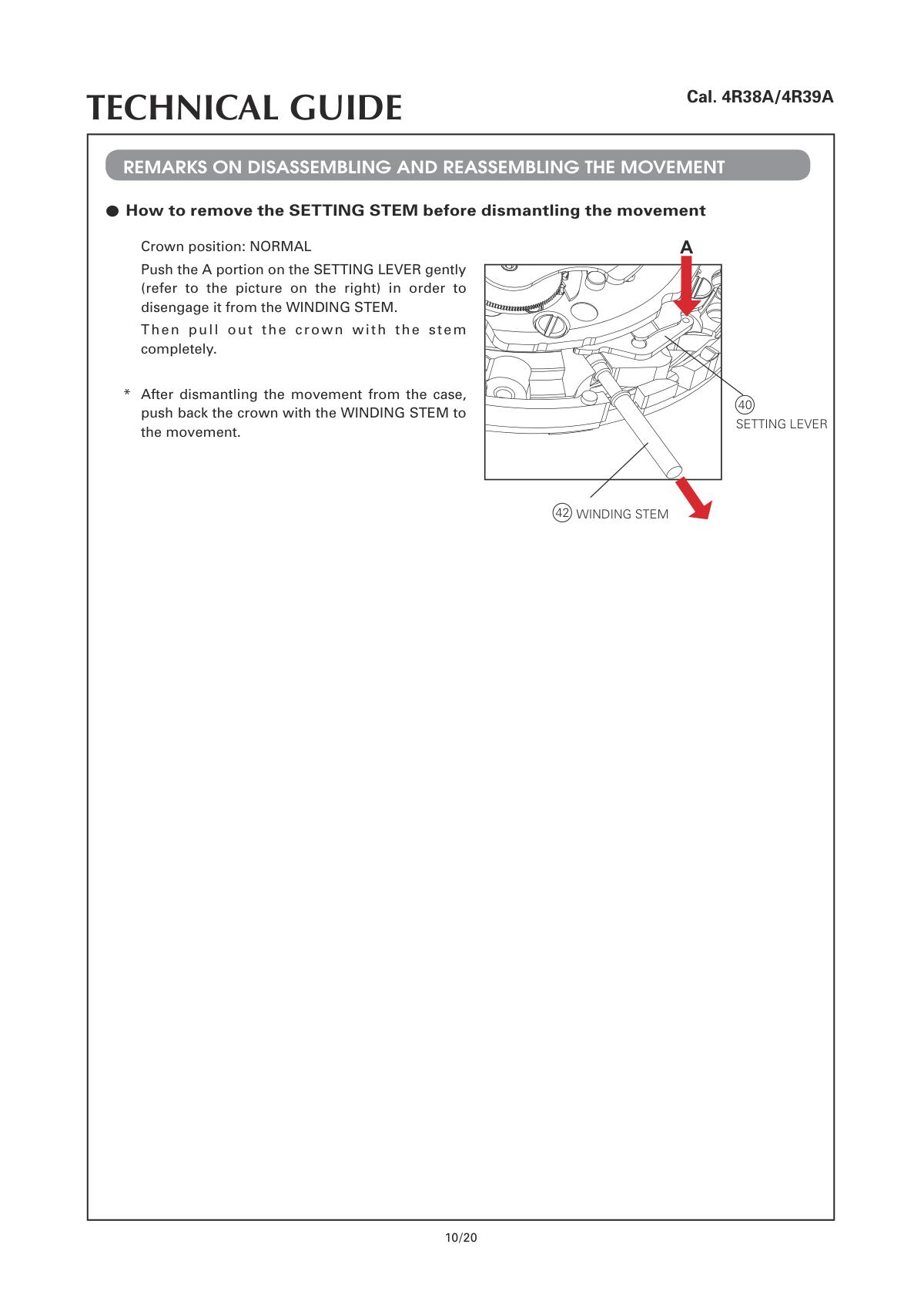 watch movement technical information