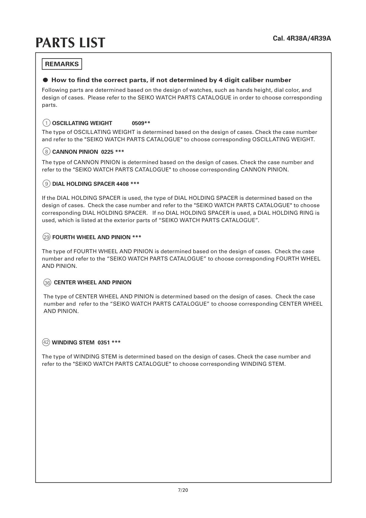 watch movement technical information