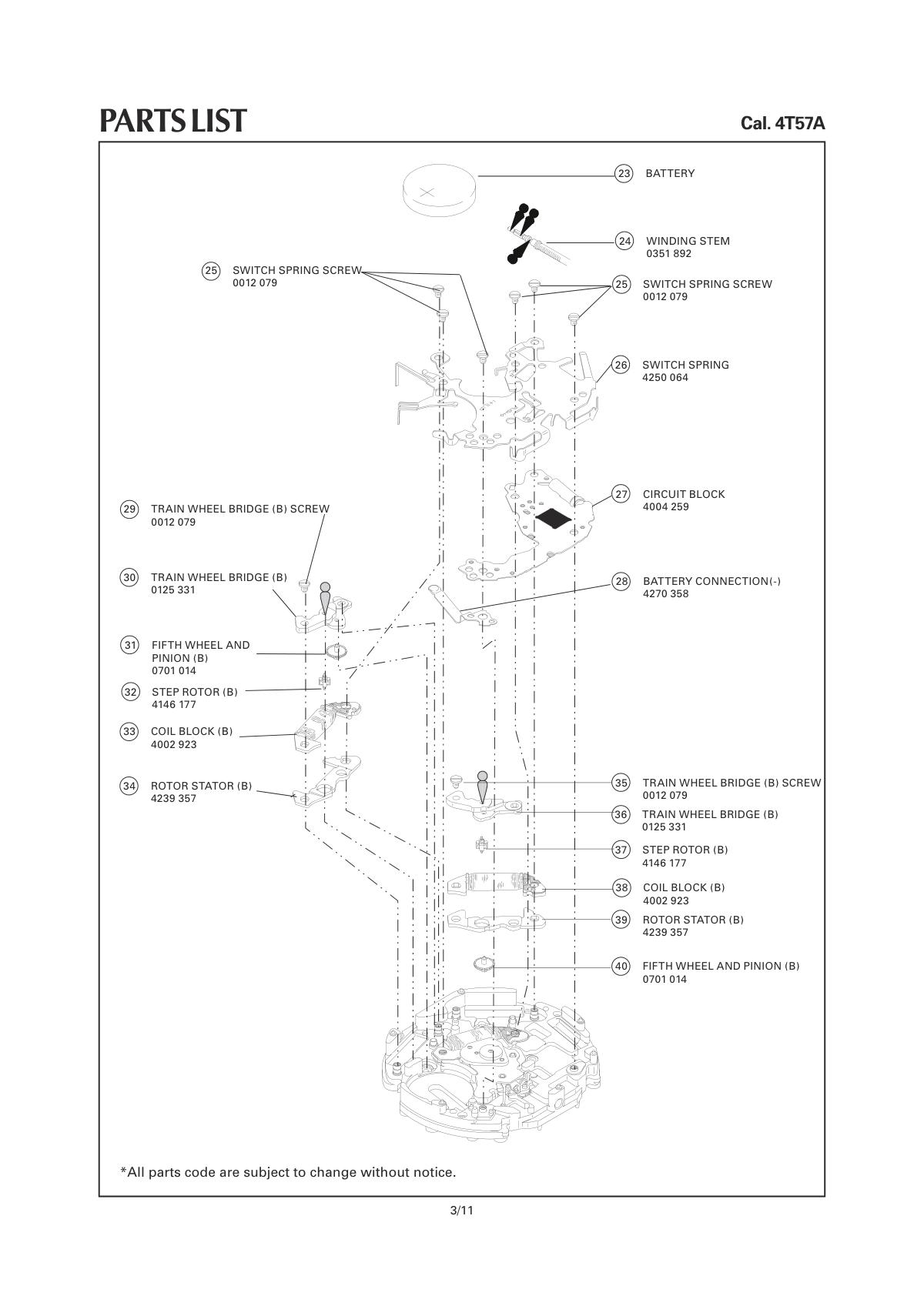 watch movement technical information