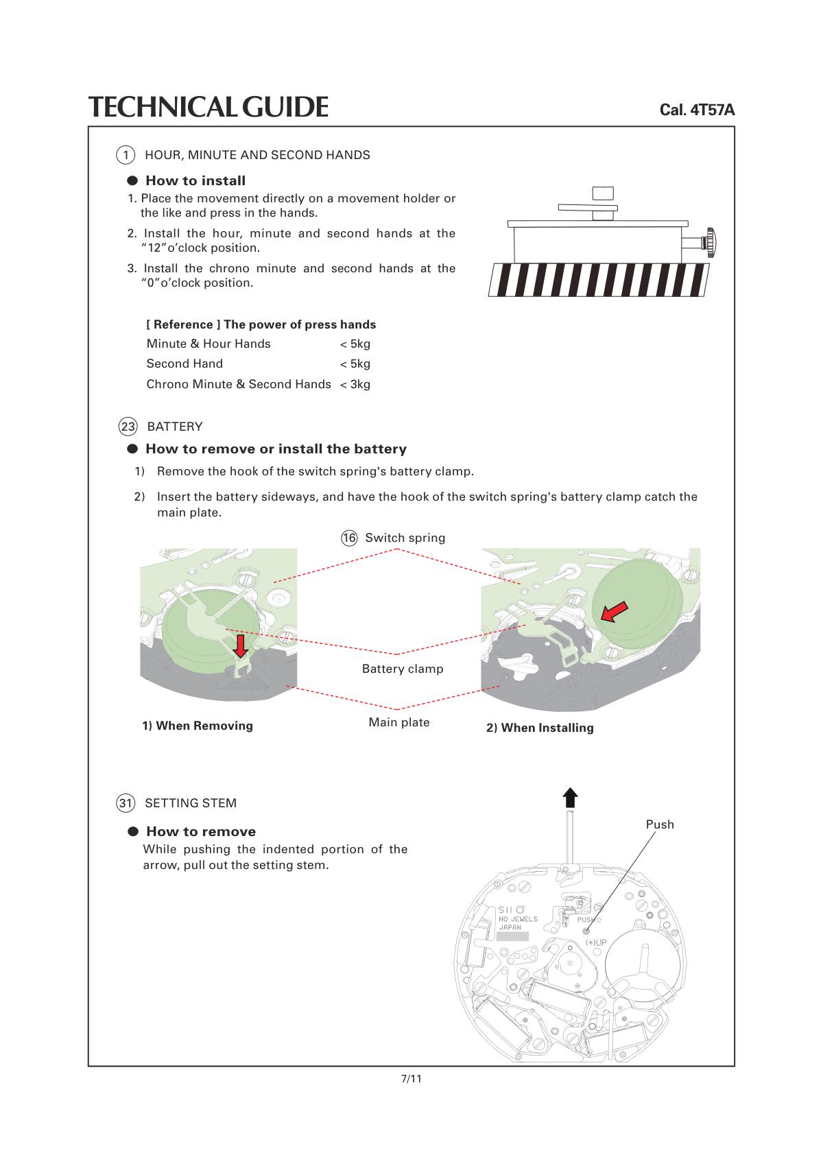 watch movement technical information