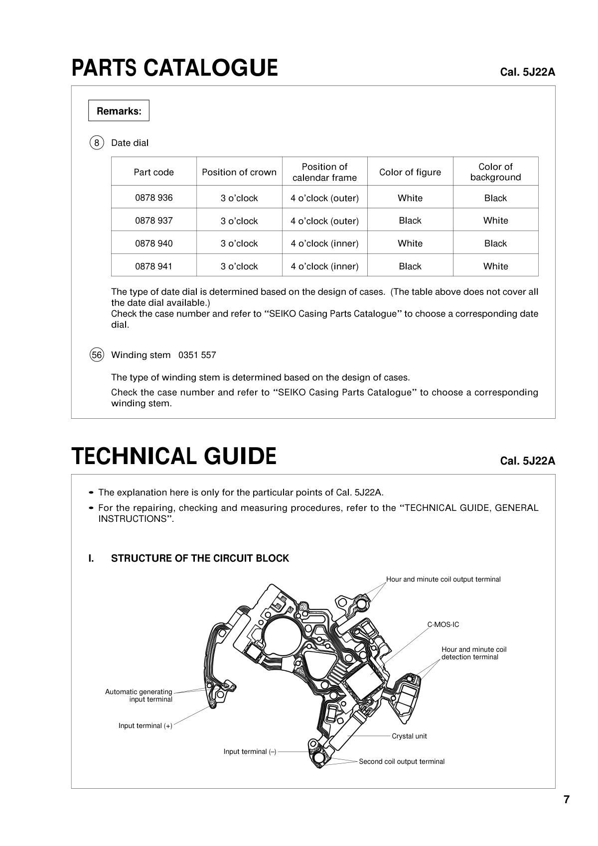 watch movement technical information