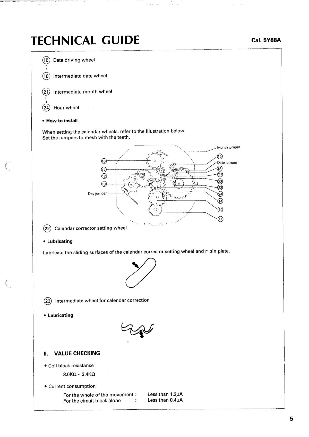 watch movement technical information