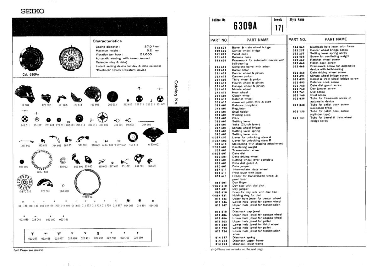 Seiko 6309 parts sale