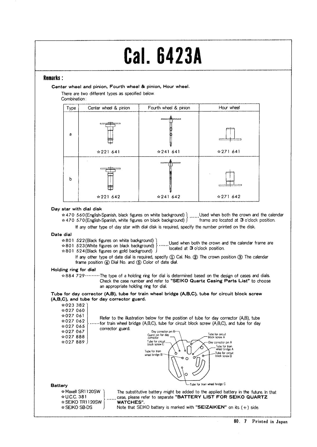 watch movement technical information