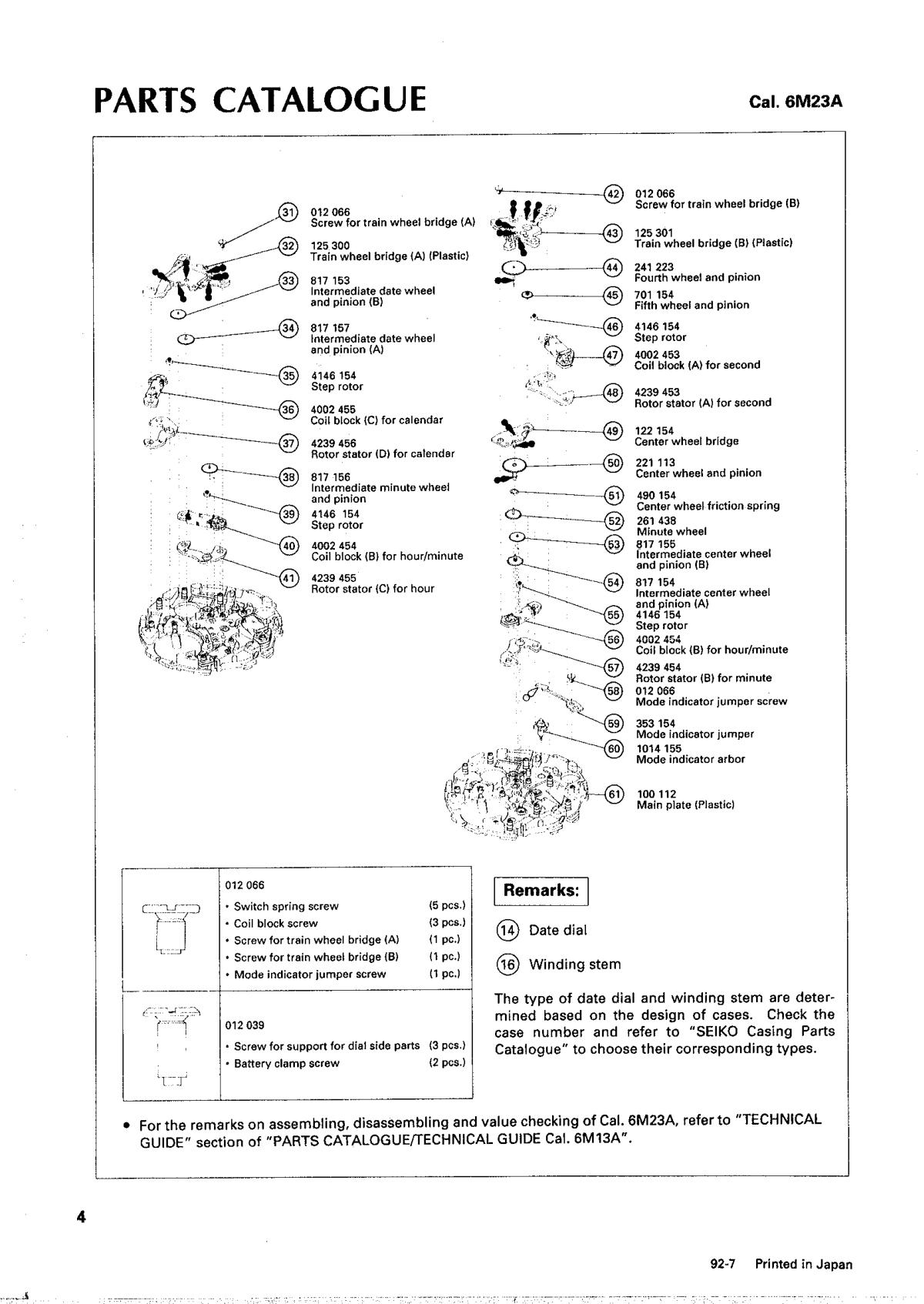 watch movement technical information