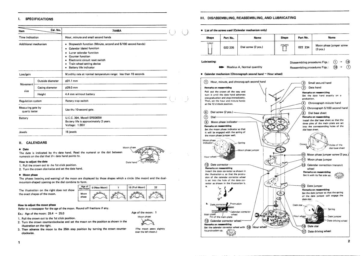 watch movement technical information