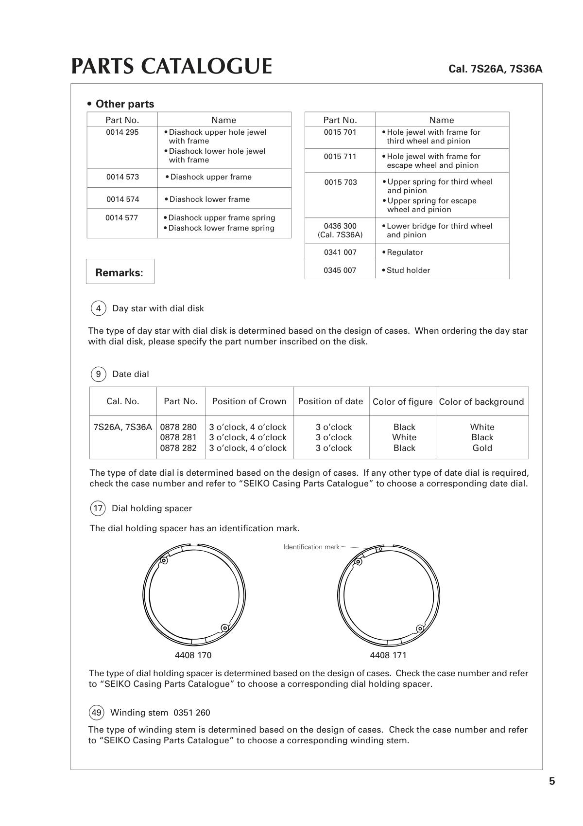 watch movement technical information