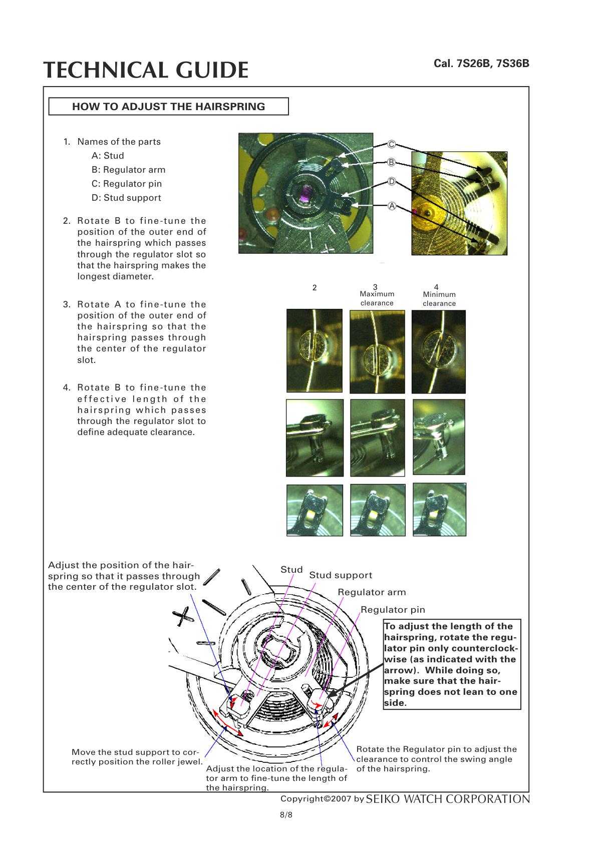 watch movement technical information