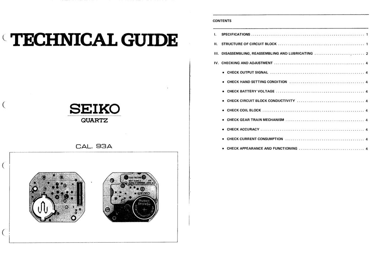 watch movement technical information